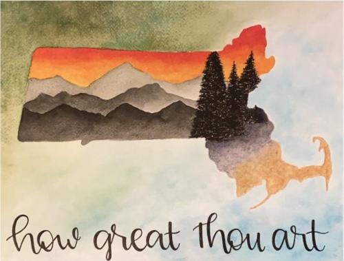 Avery Schaub - How Great Thou Art - Watercolor - Cardinal Spellman High School
