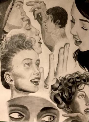 Emily Petrillo - Art Collage - Graphite, Conte Crayon, Charcoal - Paul VI High School