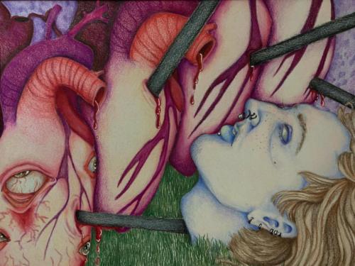 Malakai Gauvin - Heartache and Hollow Pain  - Colored Pencil - Oakmont Regional High School